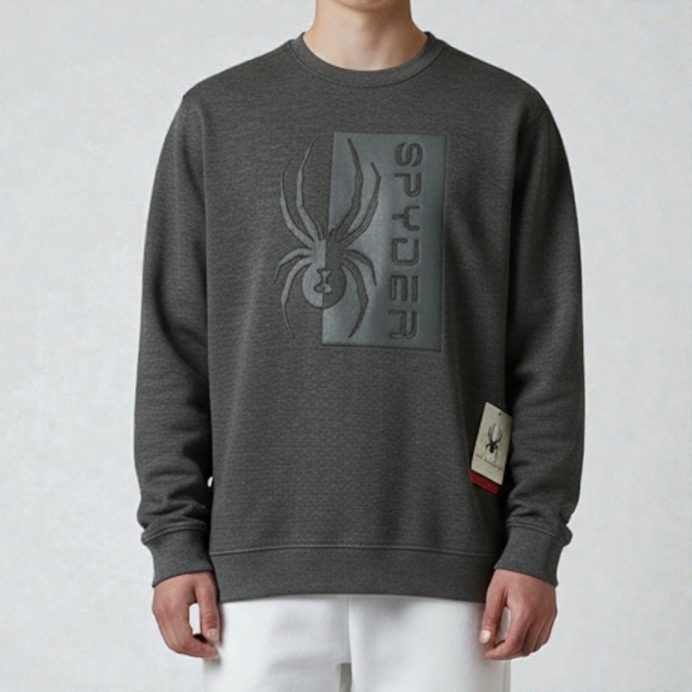 Spyder Performance Mens Sweatshirt Pullover Large Grey Embossed Logo Streetwear